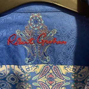 Robert Graham Long Sleeve Men's Shirt XL Blue Paisley